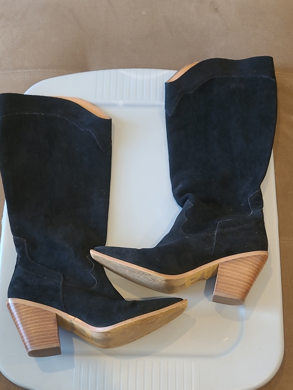 Mi.iM CLASSY Black Suede Mid-Calf Western Boots - Women's Size 7.5 - Picture 3 of 7